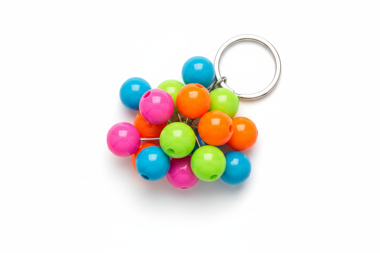 a colorful keychain with neon beads