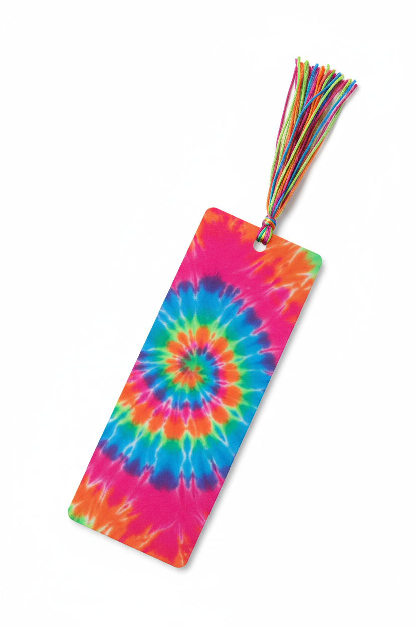 like a tye dyed bookmark or neon 